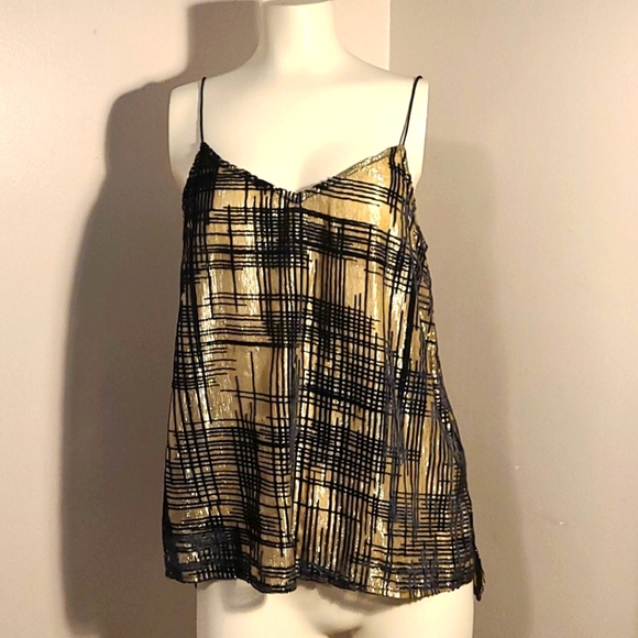 Topshop soft gold and black spaghetti strap top - Picture 1 of 9